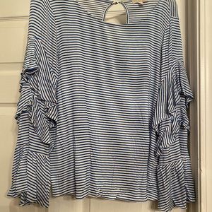 Striped Ruffled Sleeve Top